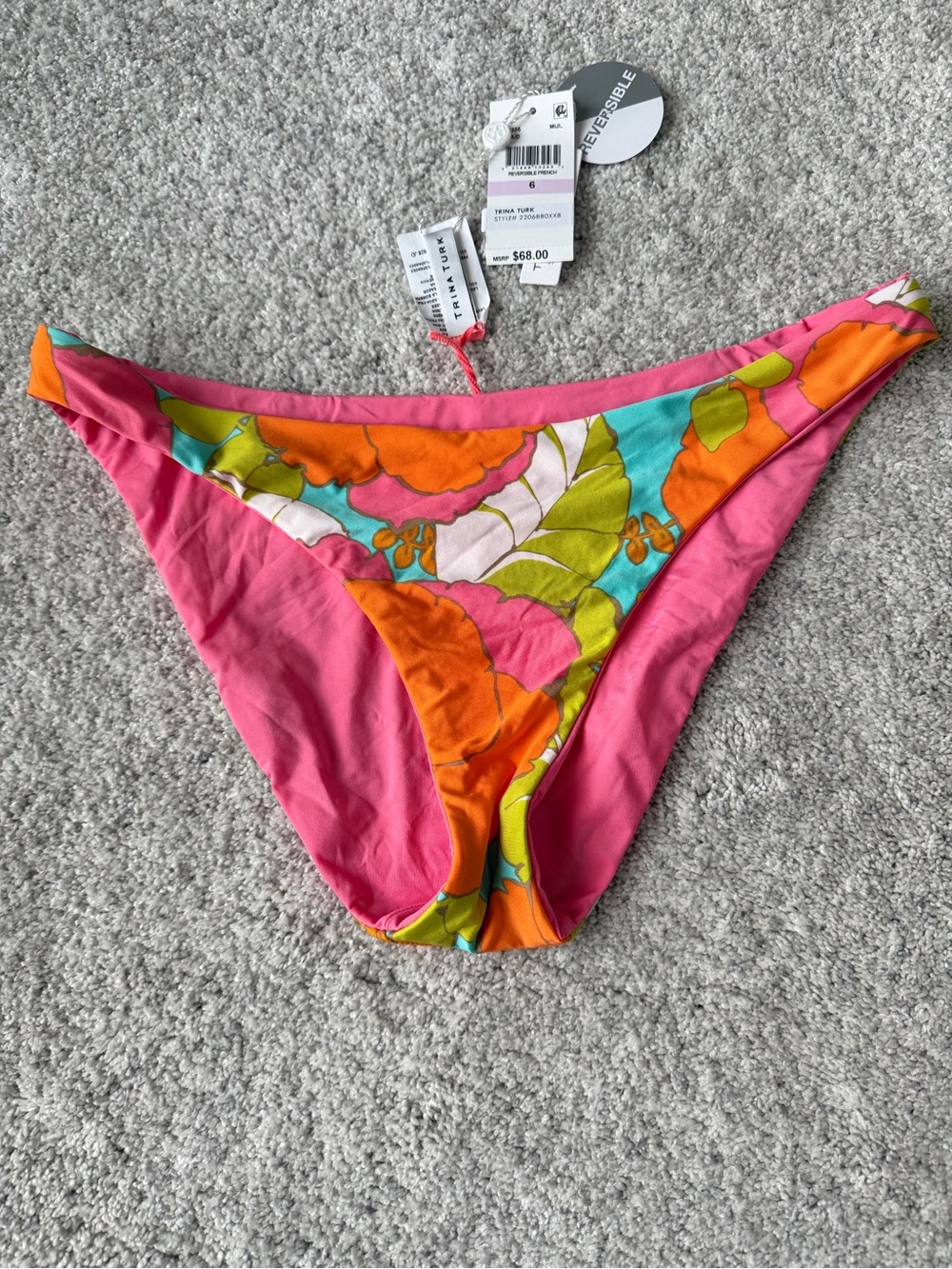 Trina Turk Pink Floral Reversible Bikini Bottom